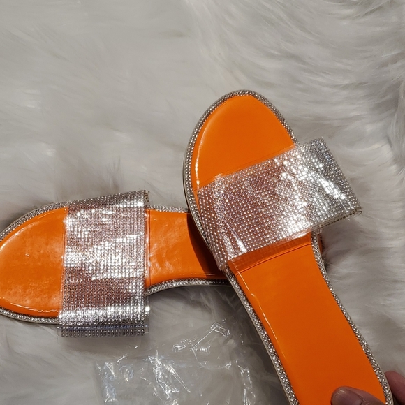 🎉HP🎉 Neon Orange Blingy Slip in Sandal Summer ready NWT - Picture 3 of 8